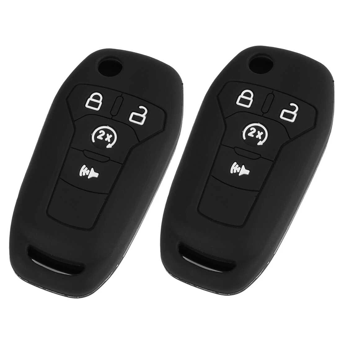 4 Button Car Key Cover Case Chain Holder for Ford F-150 F250 F450 (2015-2023)