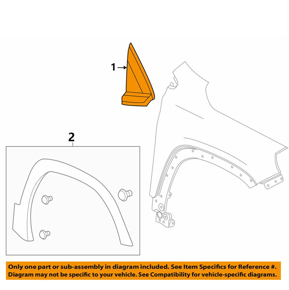 Black Plastic Left Fender Trim Molding for GMC Terrain (2018-2022)
