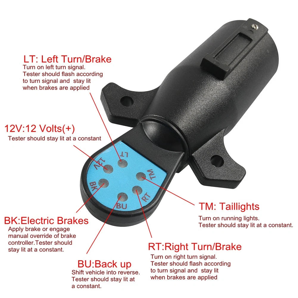 7-Way RV Boat Blade Trailer Light Connector Adapter for Various Models