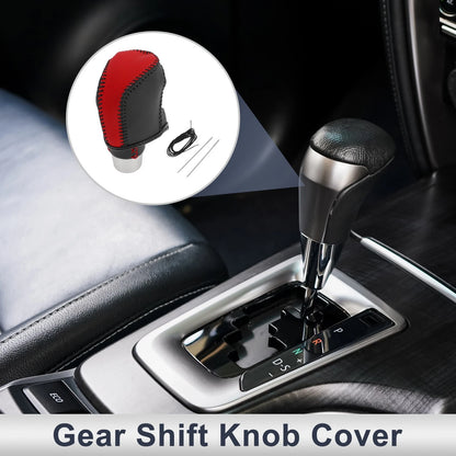 Car Gear Shift Knob Cover for Toyota Camry (2019-2022) Red Black Faux Leather