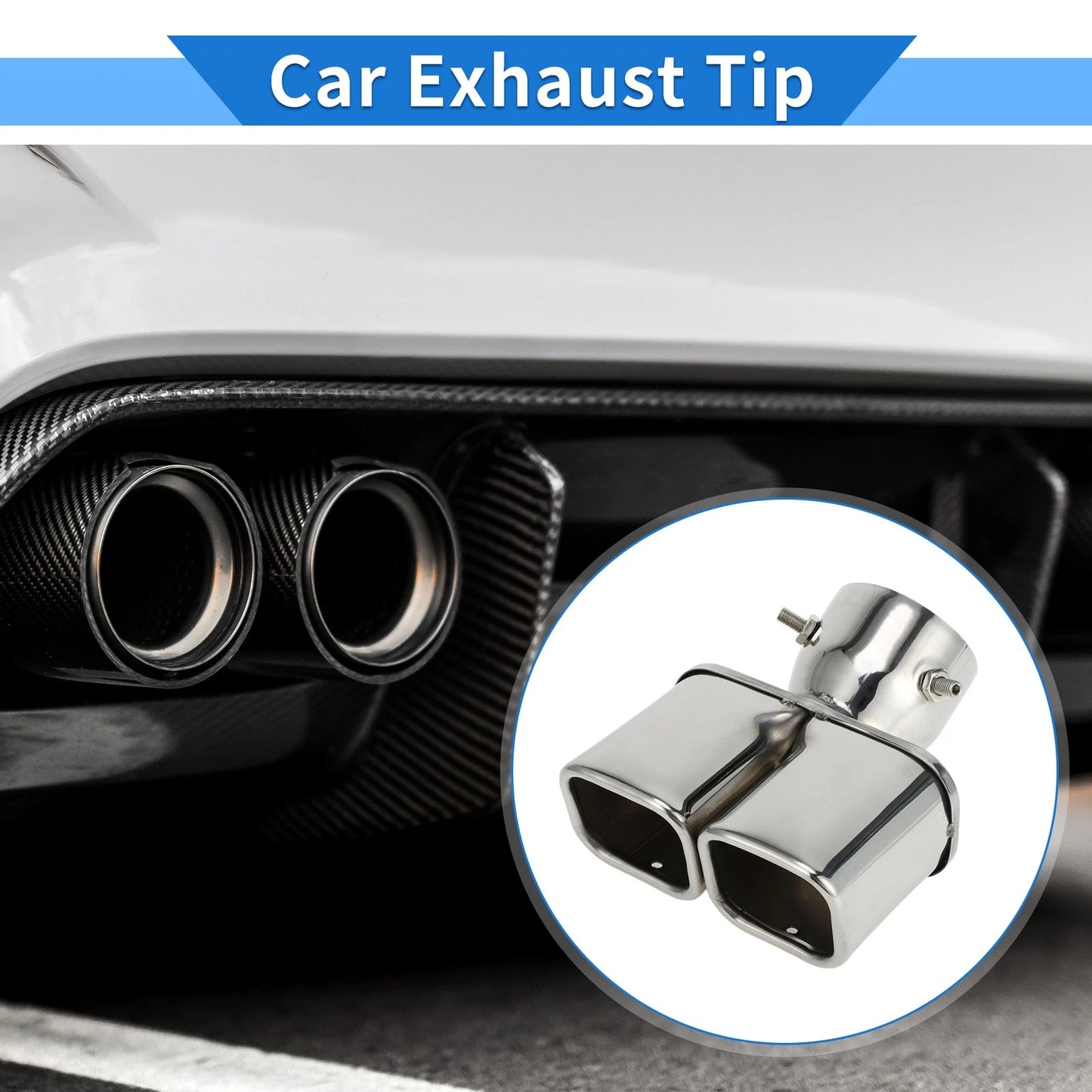Exhaust Tip / Square Curved Slant Cut Dual / for Toyota Prado GDJ/TRJ150