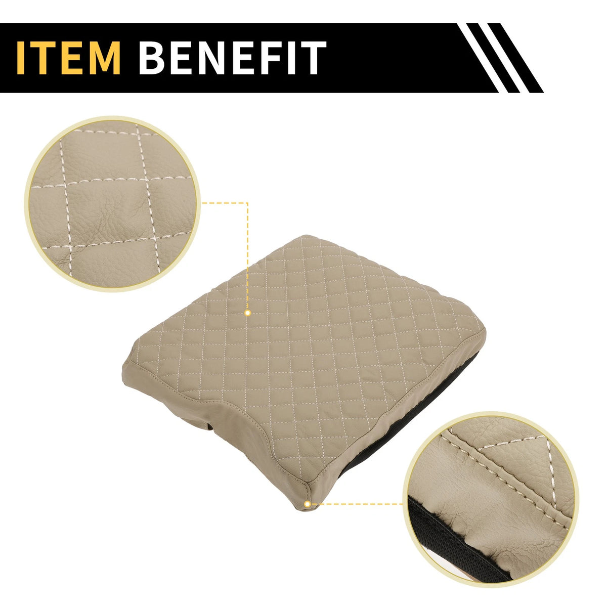 Center Console Cover for Ford F-150 2015-2020 Microfiber Leather Beige