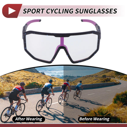 Motorcycle Riding Goggles Light Purple Lens, Black Frame, Red/Blue Spots