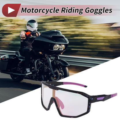 Motorcycle Riding Goggles Light Purple Black with Red and Blue Dots