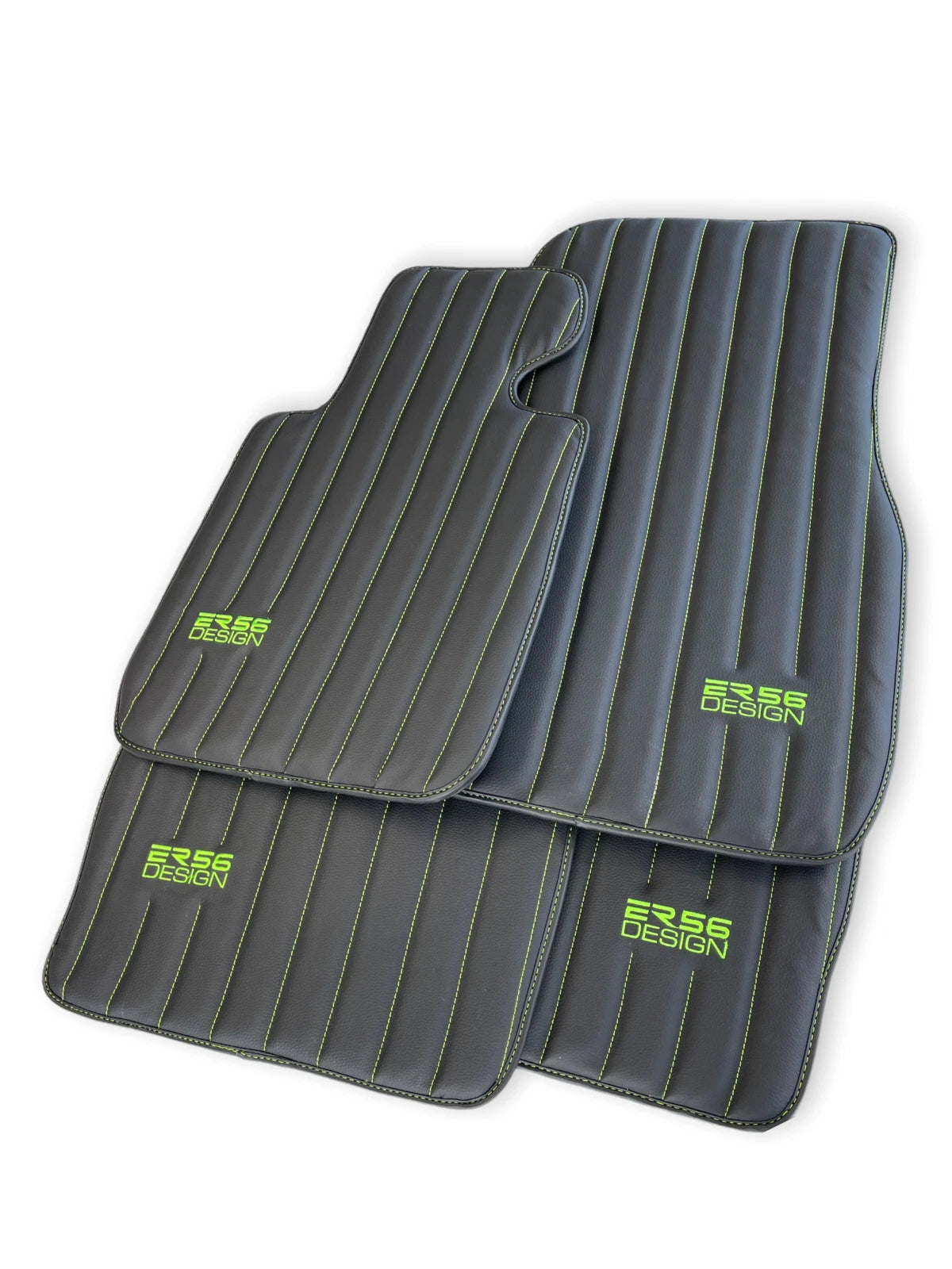 Leather Floor Mats for Rolls Royce Wraith 2013-2017 Black ER56 Green Logo