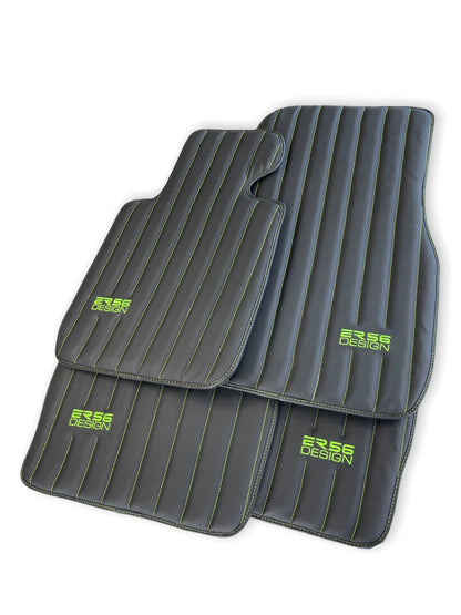 Leather Floor Mats for Rolls Royce Wraith 2013-2017 Black ER56 Green Logo