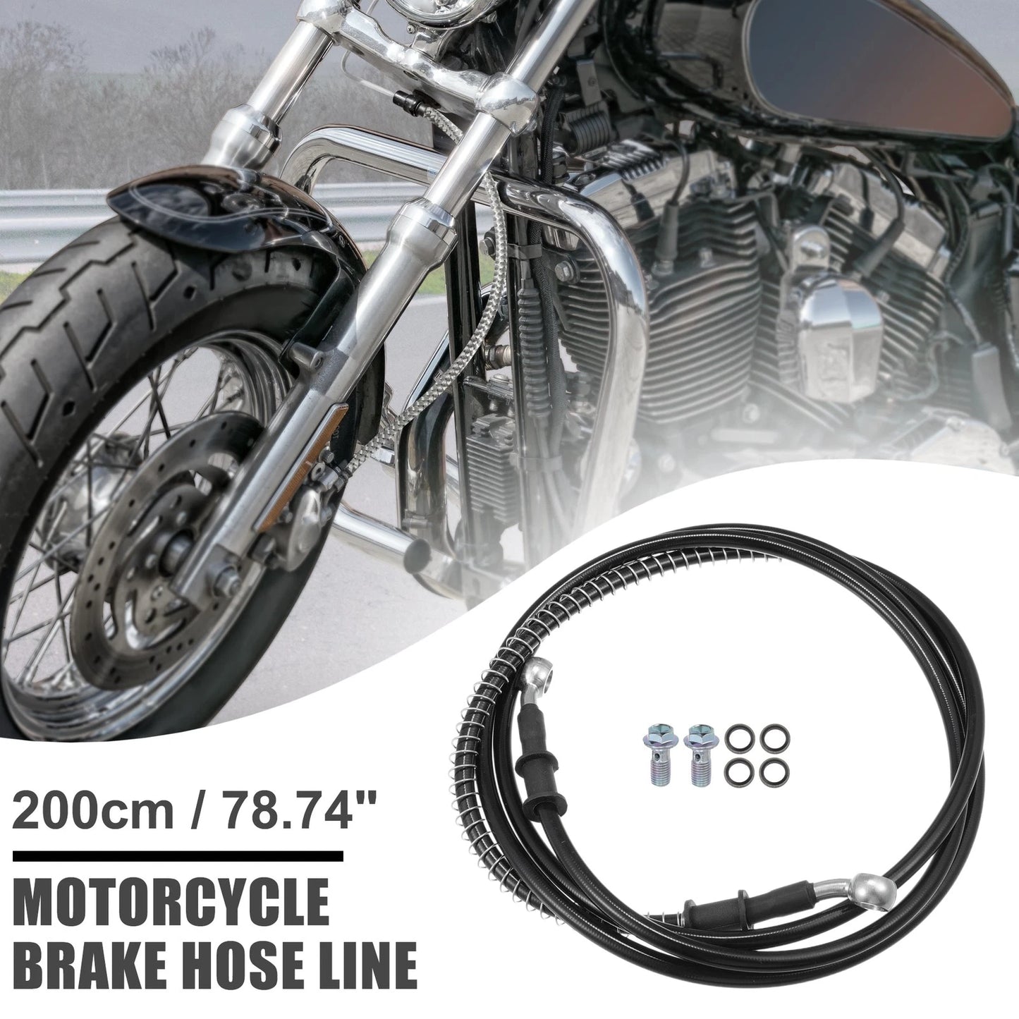 Brake Line Oil Hose Pipe with Spring Protection / 200cm / for Motorcycle