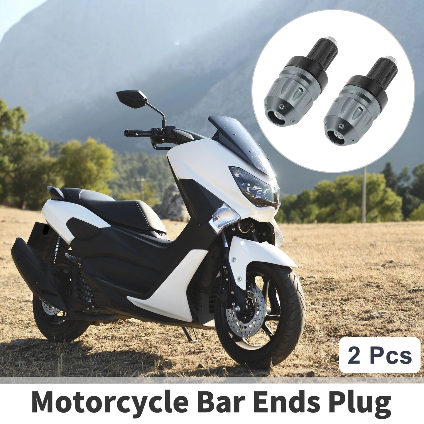 Bar Ends Plug 2pcs Aluminum Alloy 7/8" Handlebar Titanium Tone for Motorcycle