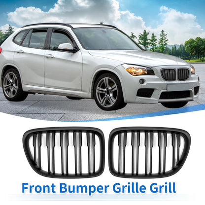 Front Upper Bumper Grille for BMW X1 E84 2009-2015 Matte Black 2 x Grilles