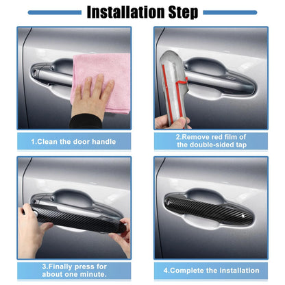 4pcs Door Handle Cover Trim for Toyota RAV4 (2019-2021) Carbon Fiber Black