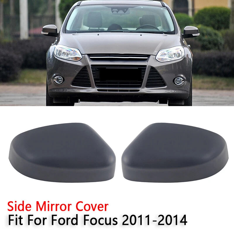 2 x Rear View Mirror Cover Caps Matte Black for Ford Focus (2012-2014)