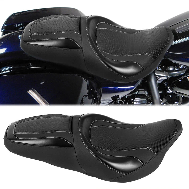 Black Driver Passenger Seat for Harley Electra Road Street Glide (2009-2023)