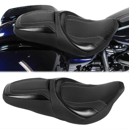 Black Driver Passenger Seat for Harley Electra Road Street Glide (2009-2023)