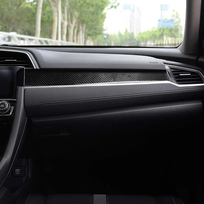 Car Carbon Fiber Interior Dashboard Strip Trim fit For Honda Civic X 2016-2018