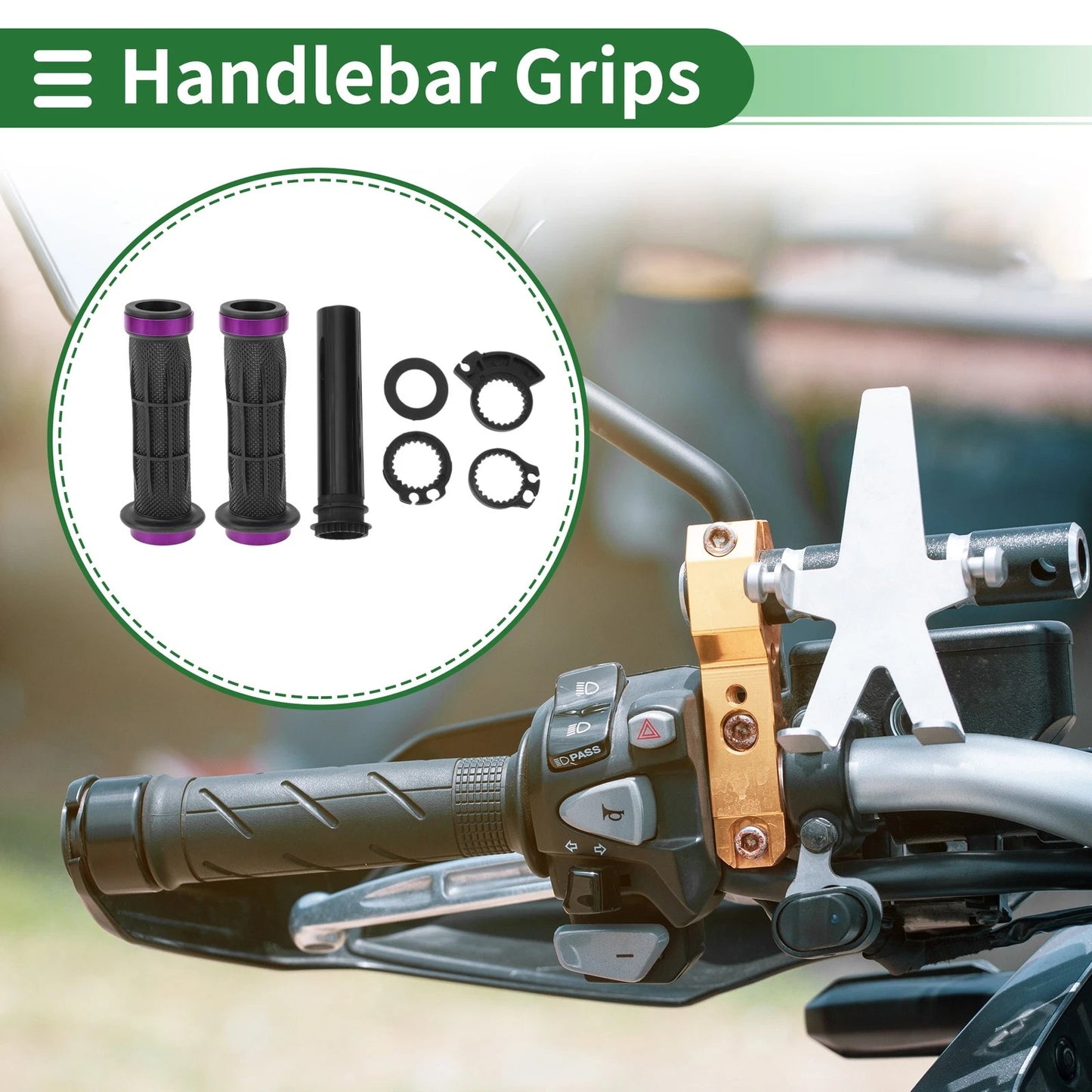 Grips / 7/8" 22mm / Handlebar Grips Purple Line Pattern for Motorcycle