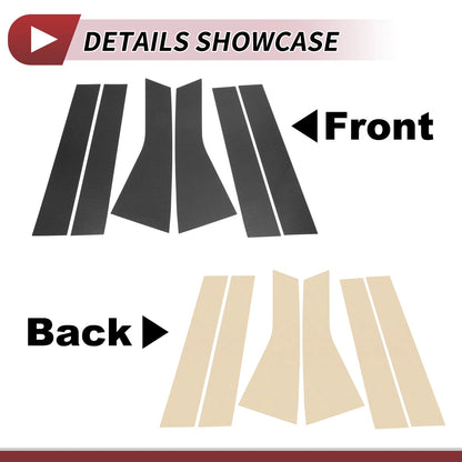 6 Pcs Door Pillar Window Trim for Ford Edge (2015-2020) Carbon Fiber Black