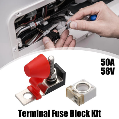 50A Terminal Fuse Block Kit 1 Set 58V Max for Car Marine Boat RV