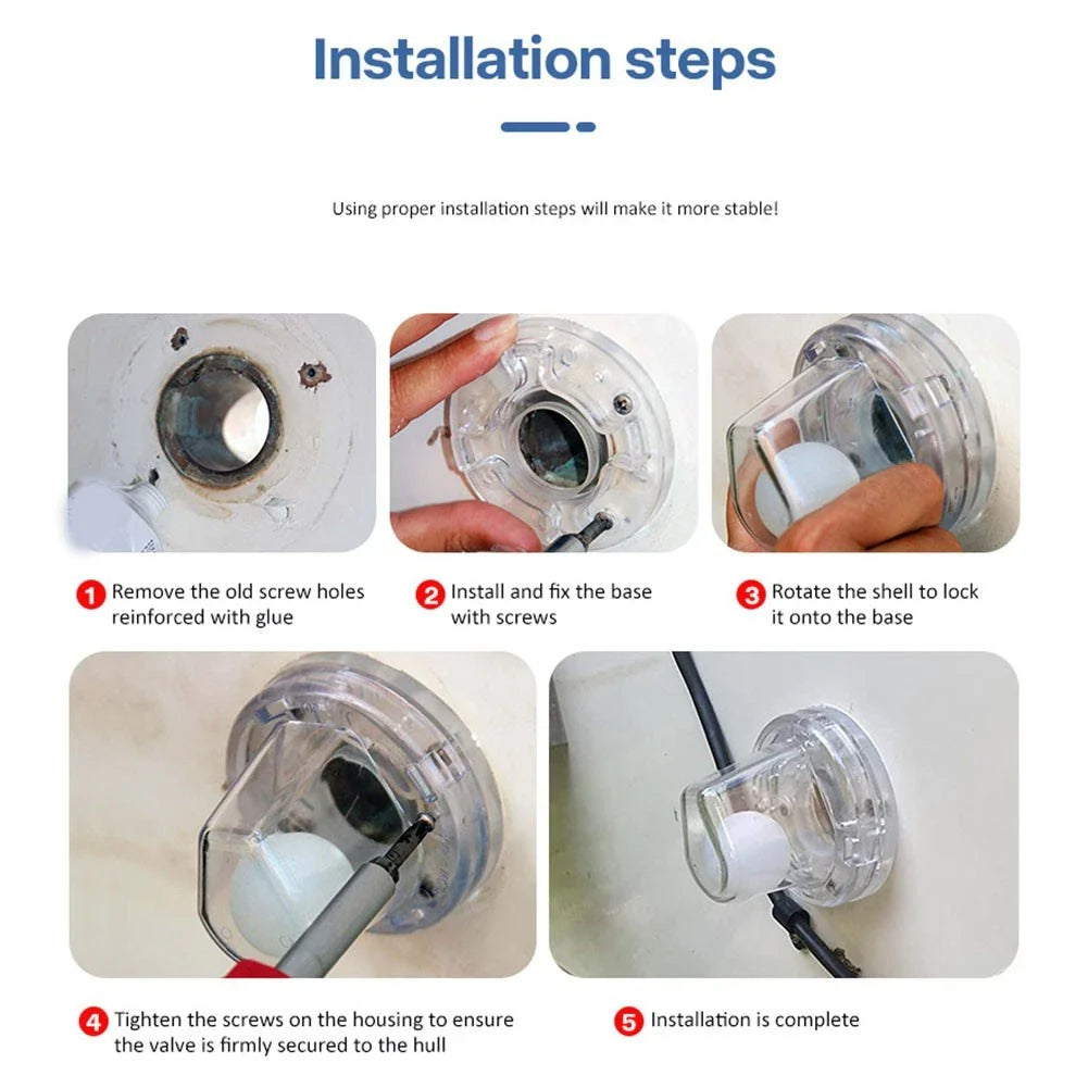 Boat Scupper Valve Anti-Backflow with Built-In Filter for All Boats
