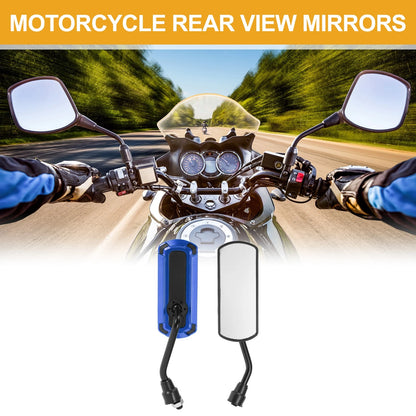M10 Motorcycle Rear View Mirrors Handlebar Mirrors Black Blue Iron Plastic