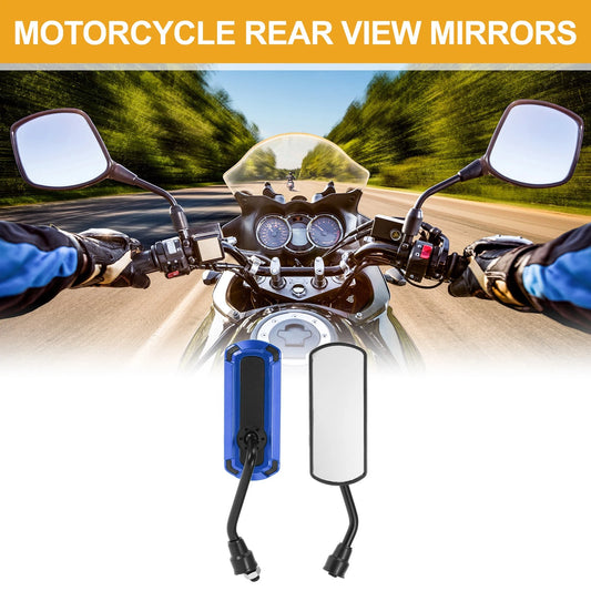 M10 Motorcycle Rear View Mirrors Handlebar Mirrors Black Blue Iron Plastic