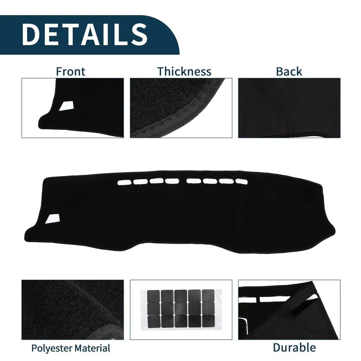 Dashboard Cover Mat for Toyota Hilux Gun125 (2017-2020) - Black 1 Set