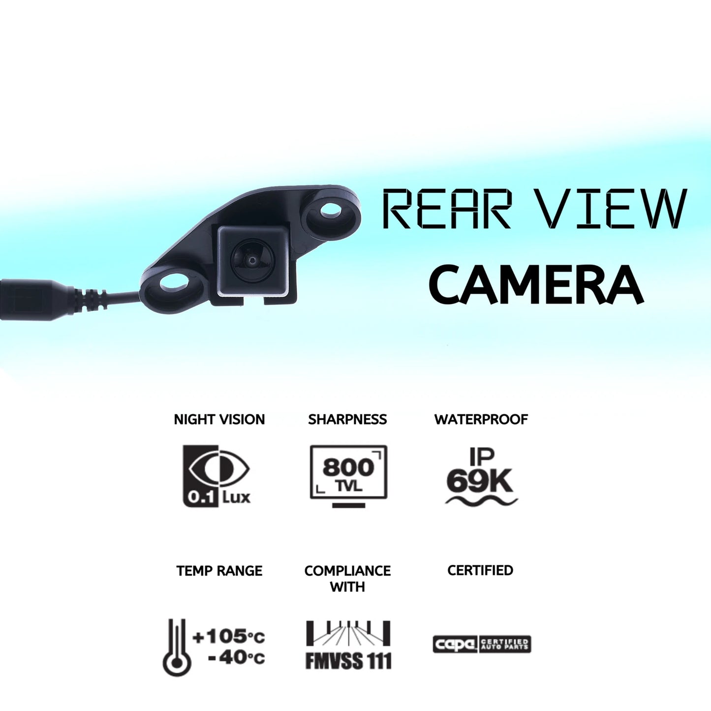 Tailgate Backup Reverse Camera 6 Pins OE Plug for Toyota Hilux (2015-Present)