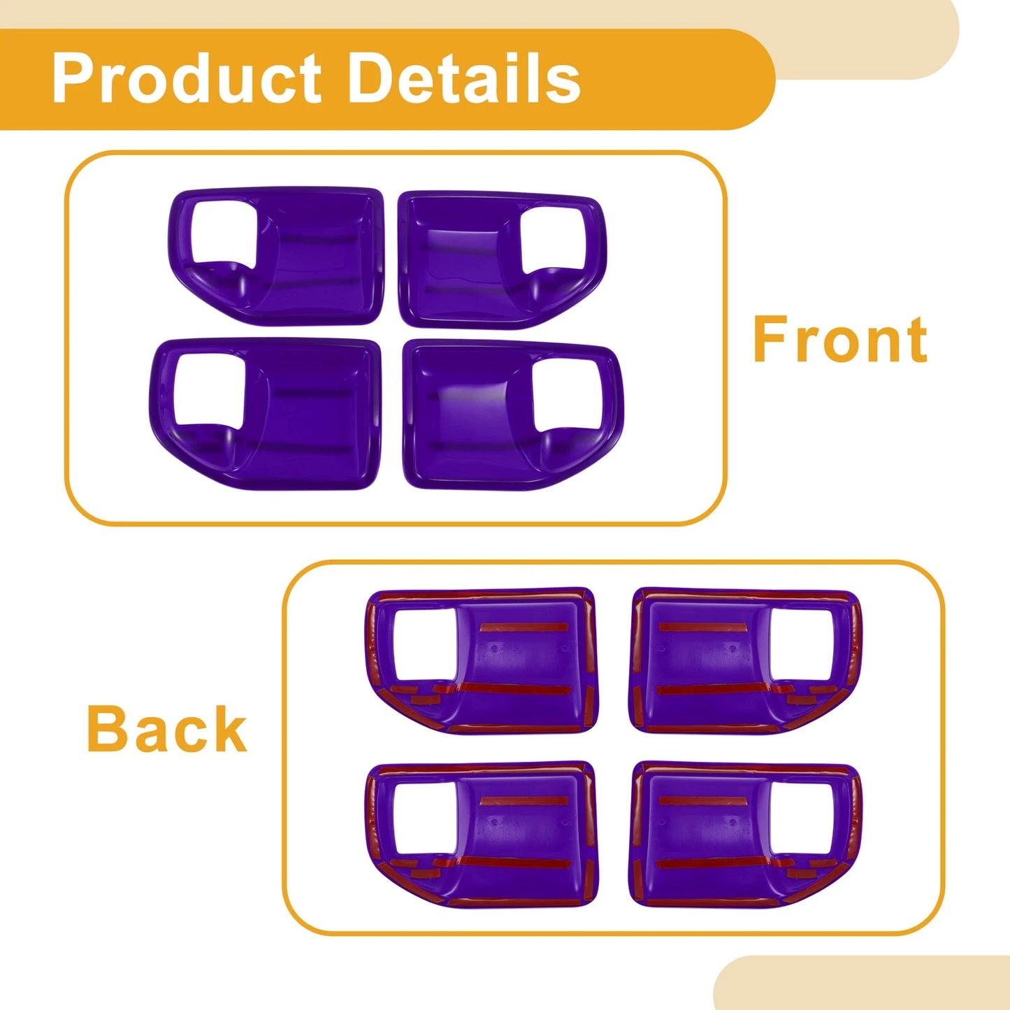Purple Interior Door Handle Bowl Cover Trim for Jeep Wrangler JK (2011-2017)