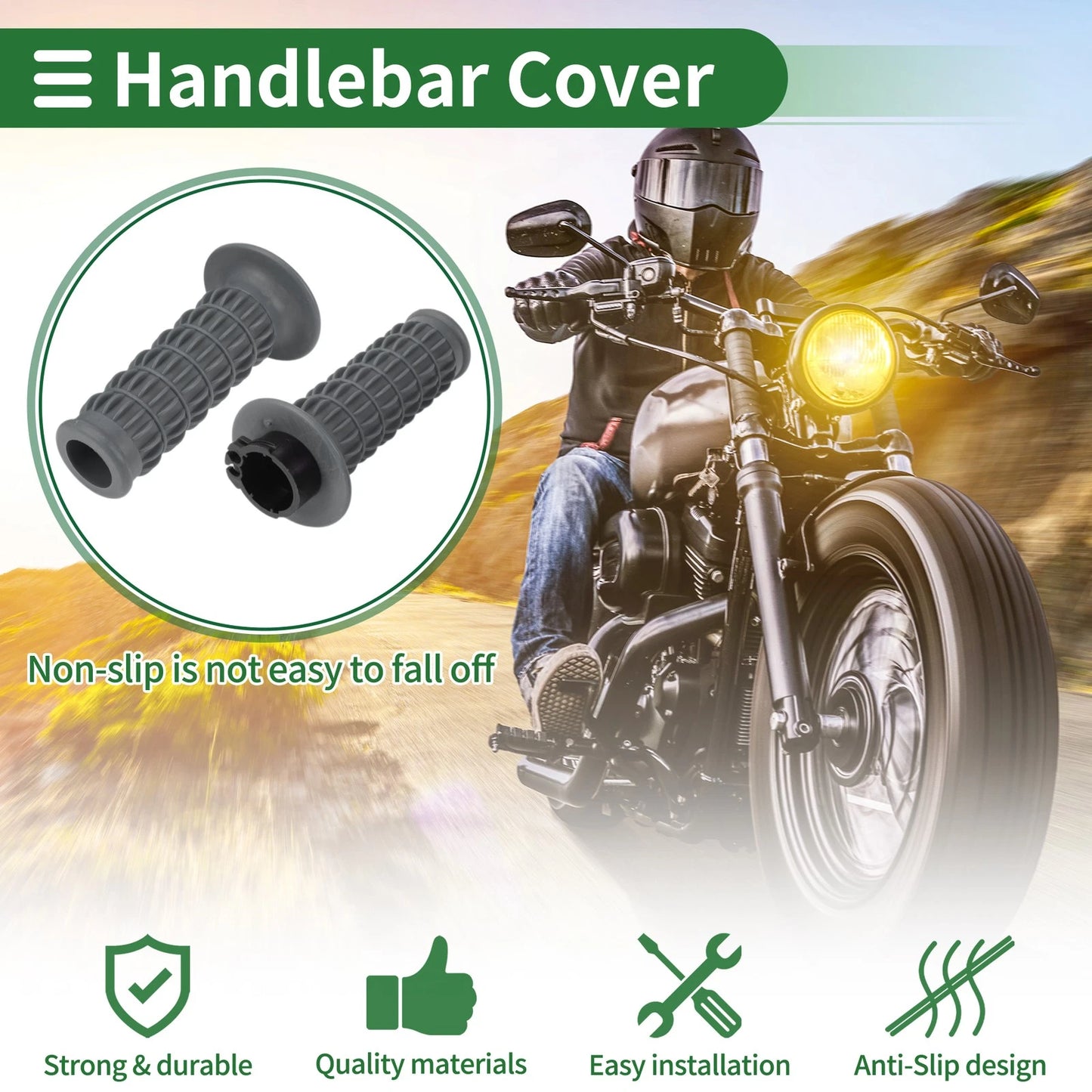 25mm Motorcycle Hand Grips Cover Kit Dark Gray Scale Pattern