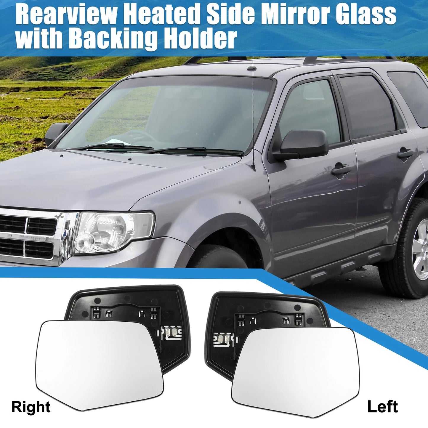 2 x Heated Side Mirror Glass for Ford Escape (2008-2012)