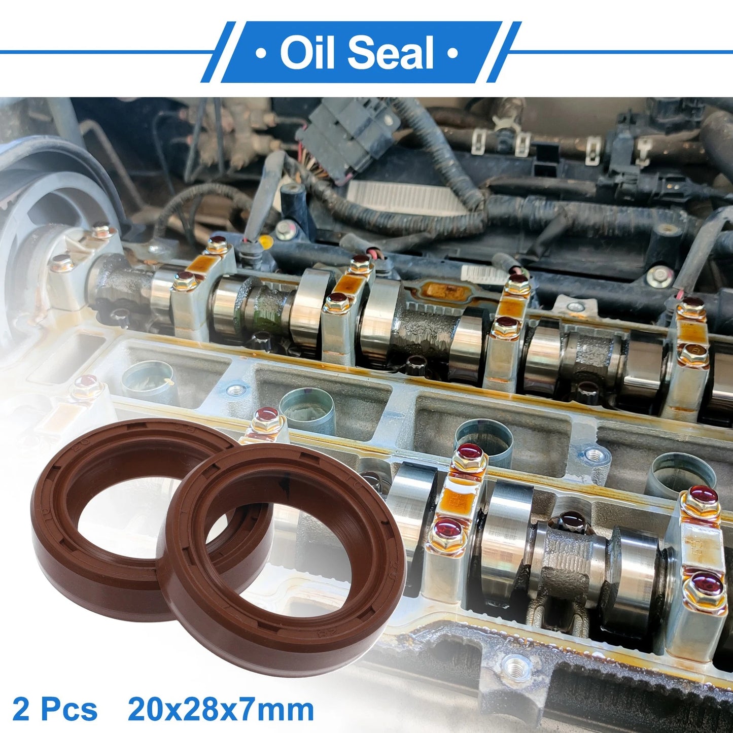 Oil Seal 20x28x7mm Brown 2 Pcs
