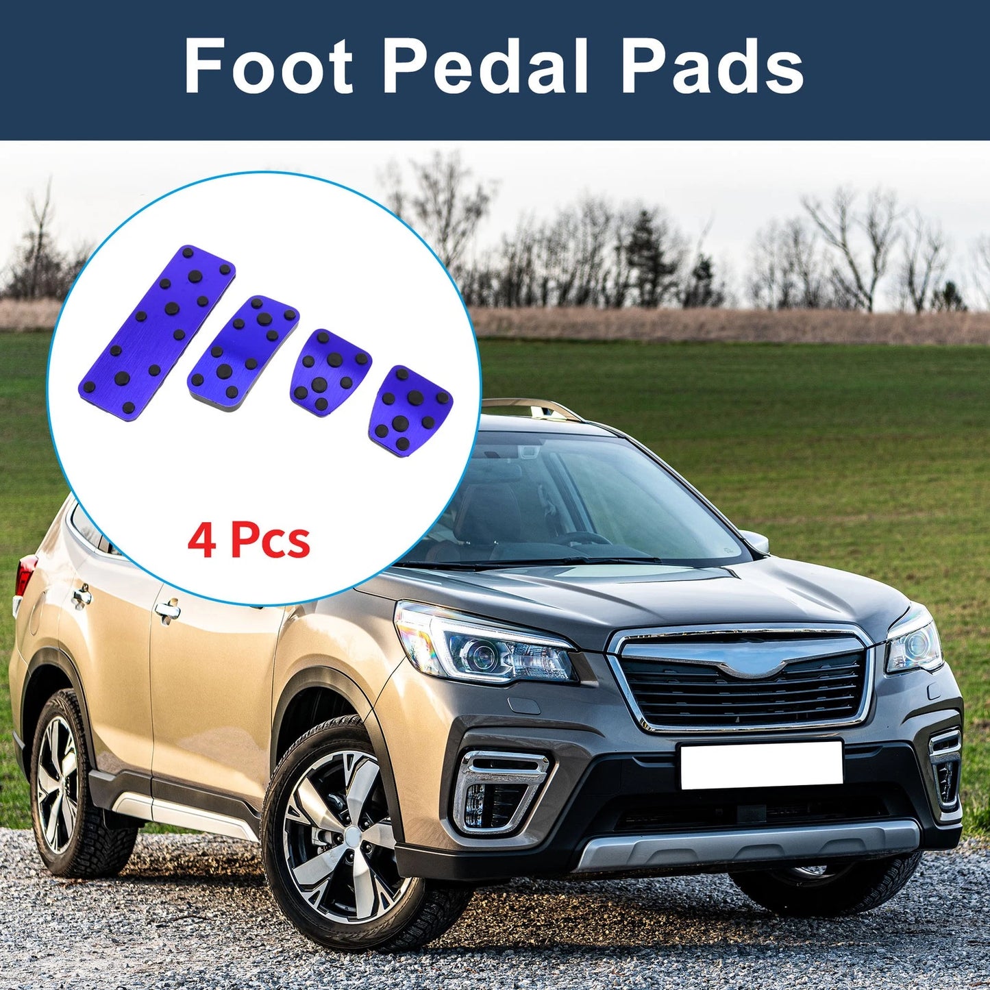 4 x Foot Accelerator Pedal Covers for Subaru Forester (2006-2018) Blue