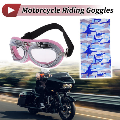 Goggles for Motorcycle Riding Transparent Lens Pink Frame Cycling Sunglasses