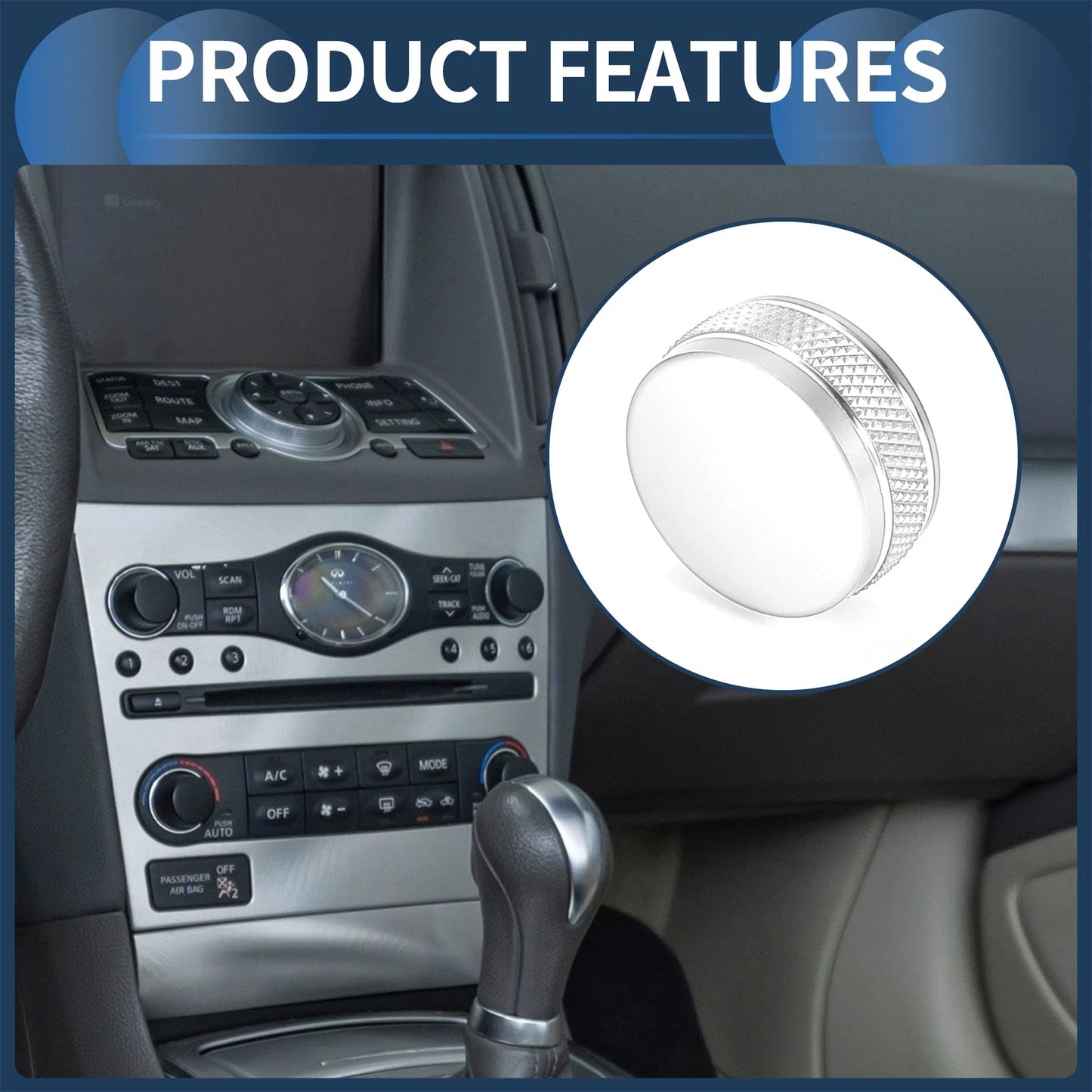 AC Media Volume Switch Knob Cover Ring 4x for Infiniti G37 (2008 - 2013)