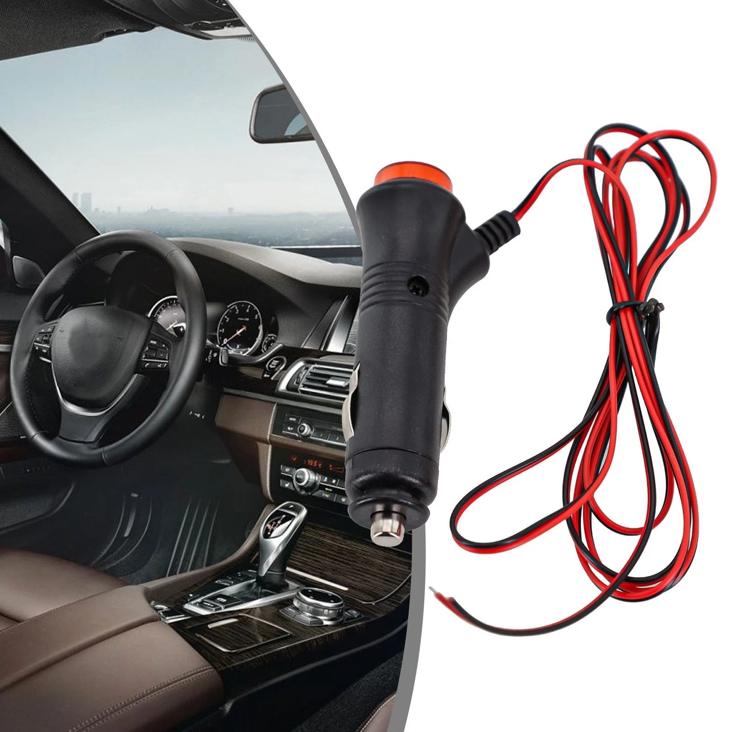 Power Cord with On Off Switch for Inside Car Installation
