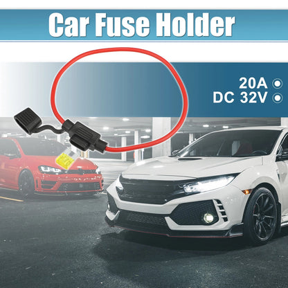 4 x 14 Gauge Mini Blade Style Inline Fuse Holders with 20A Fuses for Car