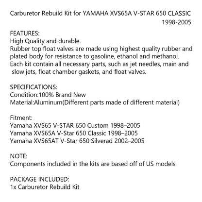 Carburetor Conversion Kit for YAMF2A XVS65A V-STF2 650 CLASSIC (1998-2005)
