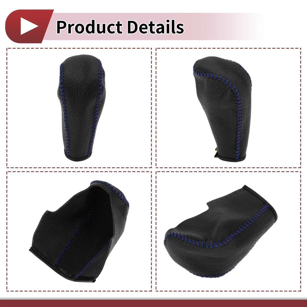 Gear Shift Knob Cover for BMW 3 Series E90 Black Blue Faux Leather (2004-2012)