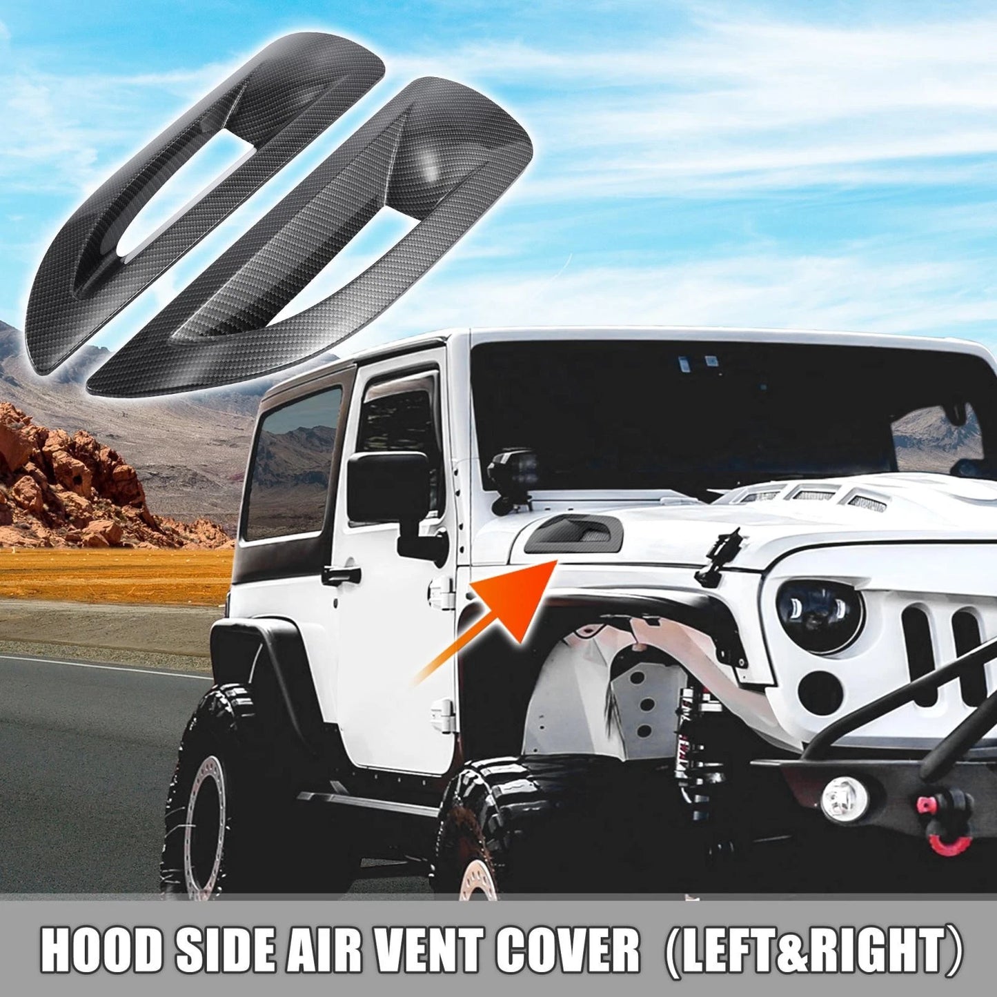 Hood Side Air Vent Covers for Jeep Wrangler JK JKU Unlimited Rubicon (2007-2017)