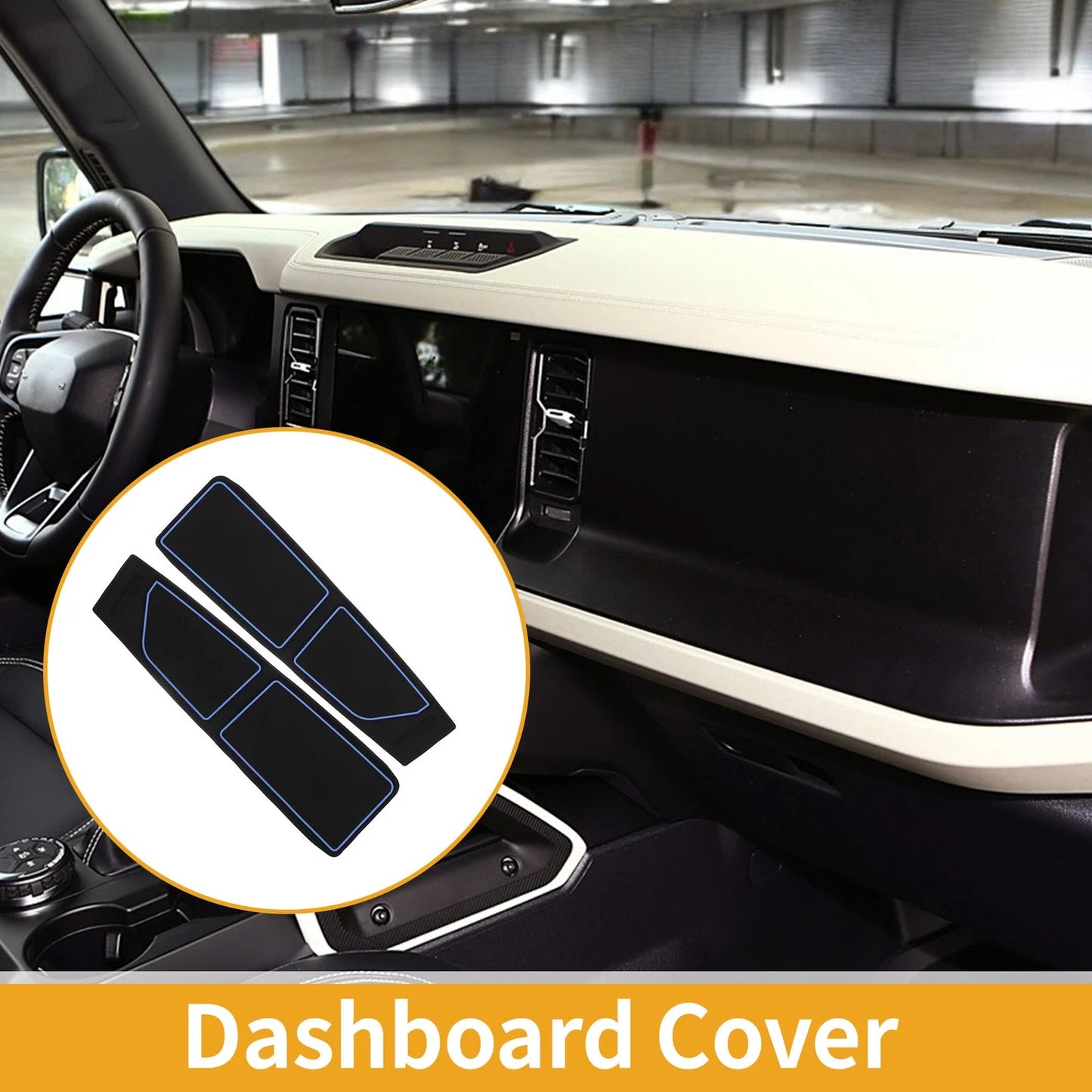 Dashboard Cover for Ford Bronco Accessories 2021-2024 Black Blue 1 Set