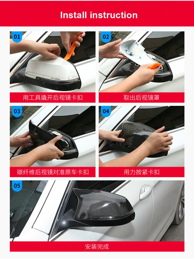 Carbon Fiber Replace Side Mirror Shell For BMW 5 Series G30 G20 G11 G12 2017-22