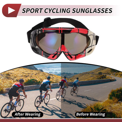 Motorcycle Riding Goggles Blue Purple Lens Red Black Frame PC TPU
