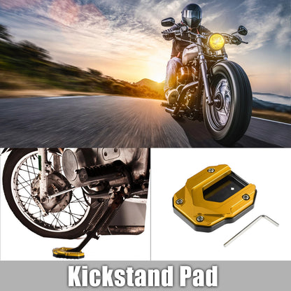 Set Aluminum Alloy Motorcycle Kickstand Plate Pad for BMW with Wrench Gold