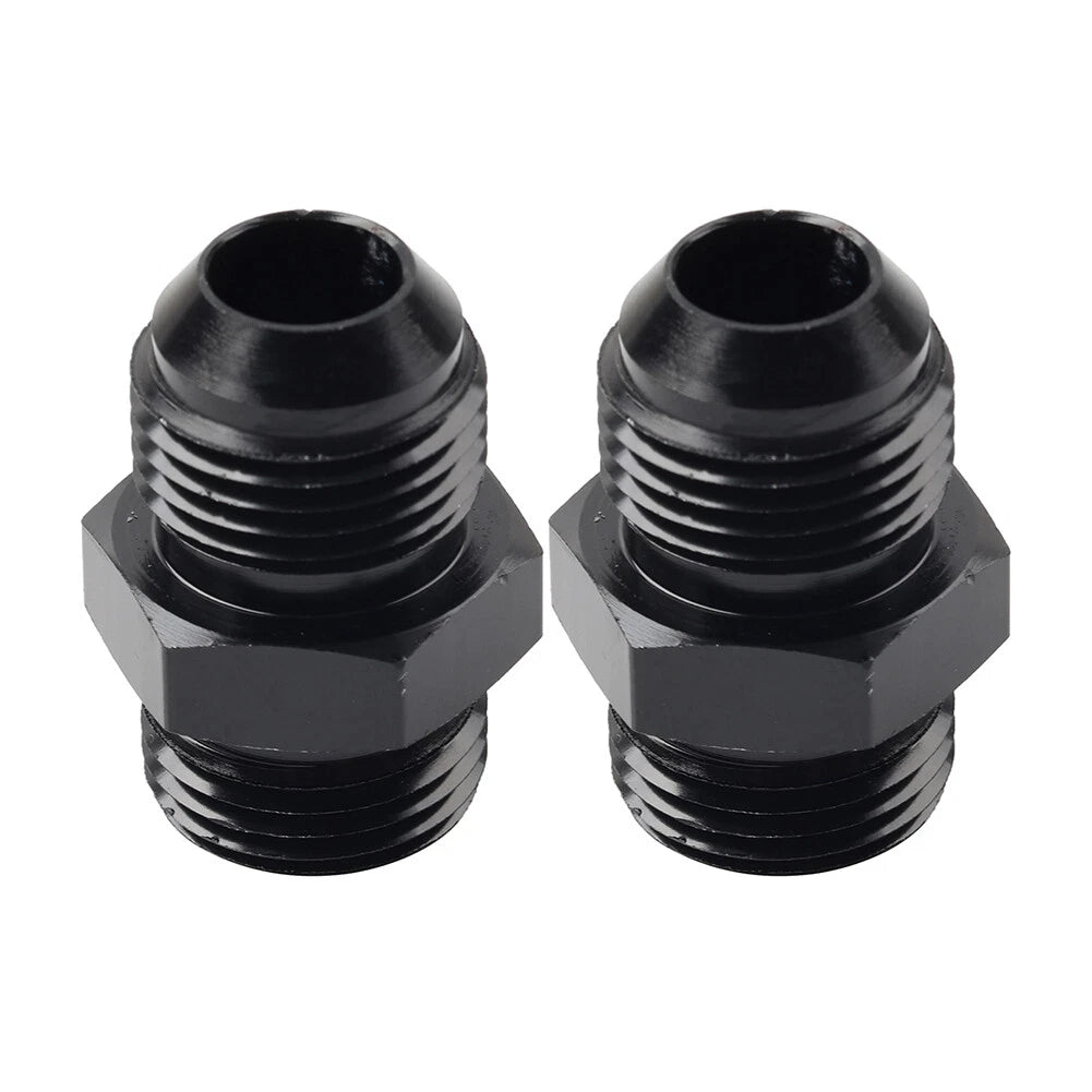 Black Aluminum AN8 Flare to 8AN ORB Male Fitting Adapter w/ O-Rings