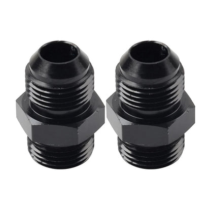 Black Aluminum AN8 Flare to 8AN ORB Male Fitting Adapter w/ O-Rings