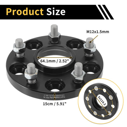 2 x 5x114.3mm Wheel Spacers 64.1mm M12x1.5 for Honda CR-V, Odyssey (2007-2023)