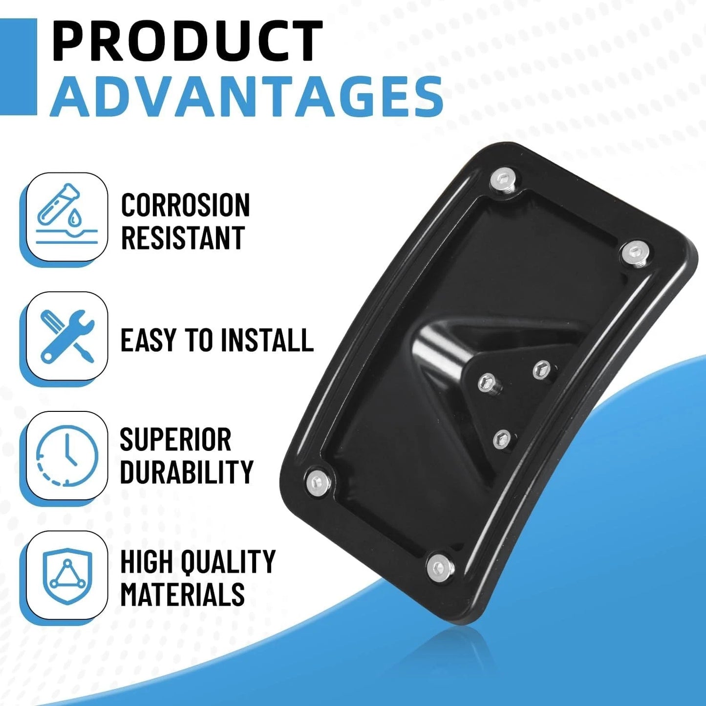 Black Curved Laydown License Plate Mount Bracket for Harley