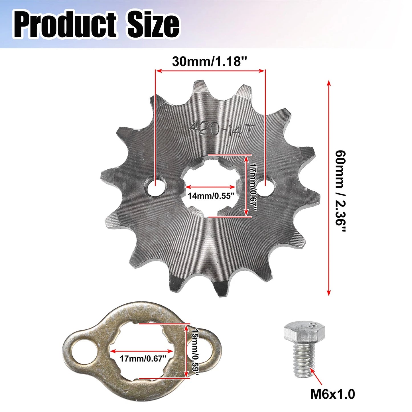 Set 420 14T 17mm Motorcycle Front Engine Sprocket for Dirt Bike Mini Bike