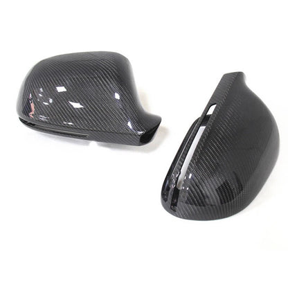 Carbon Fiber Side Mirror Cover Caps Replace for Audi A4 B8 08-09 w/o Lane Assist