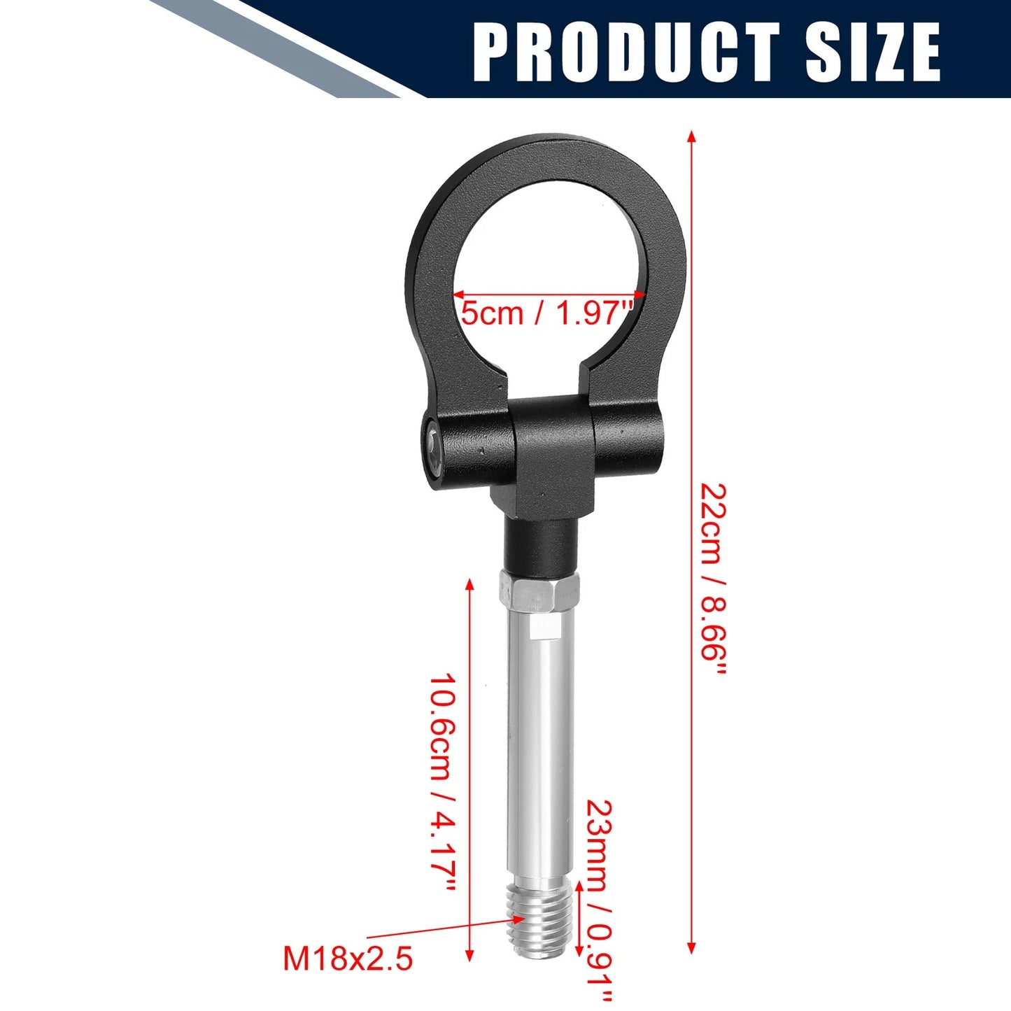 Black Round Bumper Trailer Ring Eye Towing for Honda Fit (2009-2013)