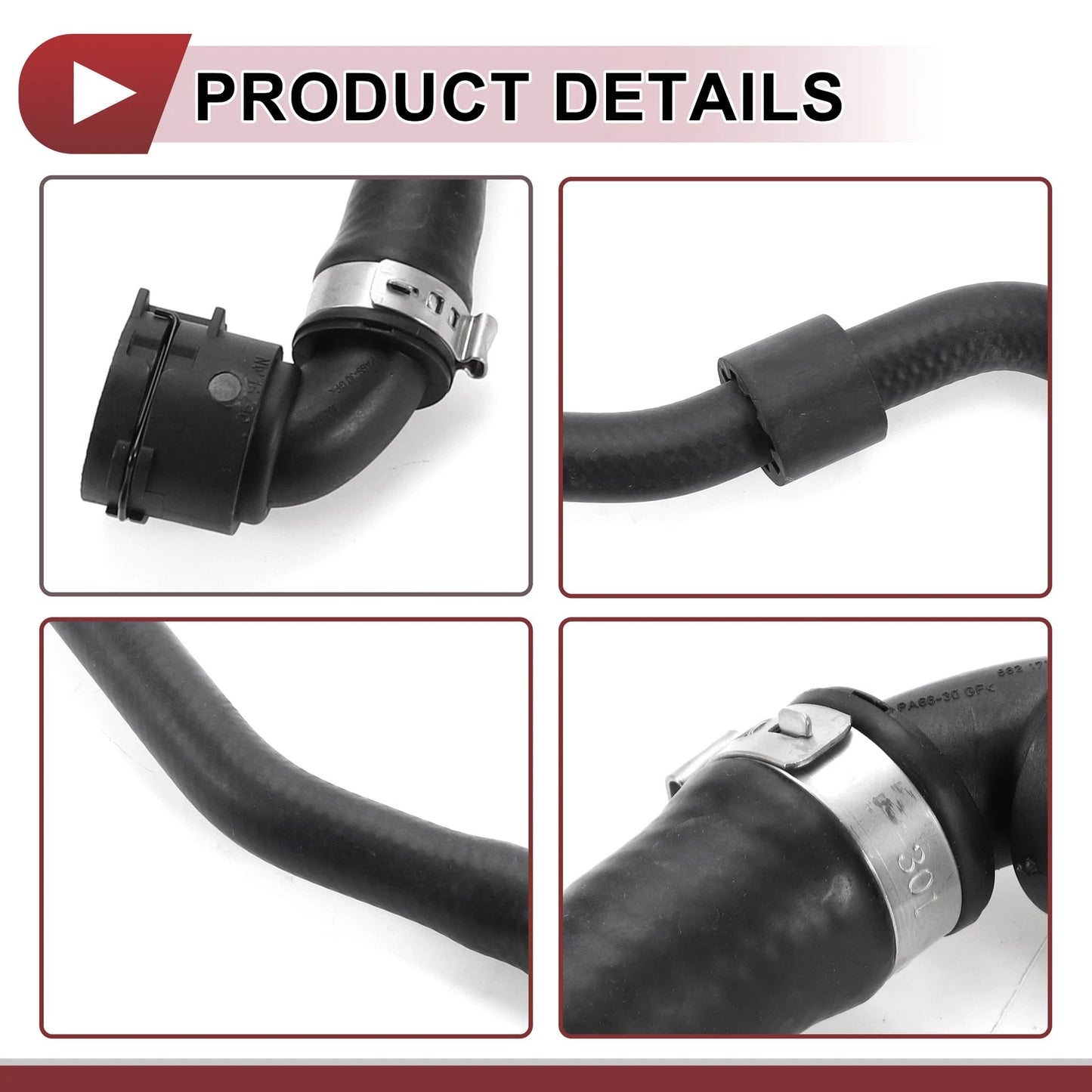Heater Hose for Mercedes-Benz C300 2015-2018 2 x Rubber Black